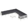 vidaXL Garden Lounge Set White Solid pine wood Large Modular