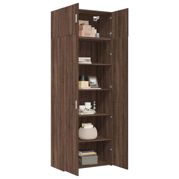 vidaXL Storage Cabinet Brown Oak 31.5x16.7x88.6" Engineered Wood