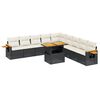 vidaXL Garden Sofa Set Black PE rattan Large Adjustable Armrests