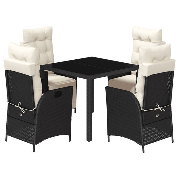 vidaXL Garden Dining Set Black, Cream White