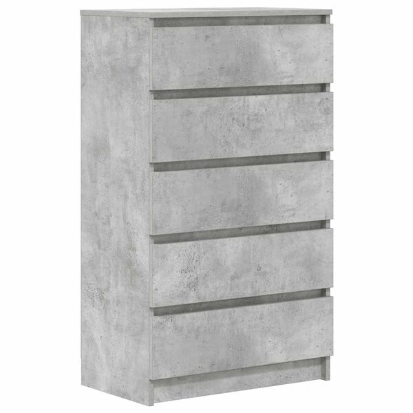 vidaXL Drawer Cabinet Concrete Gray Engineered Wood 23.6 x 14.2 x 40.6 in