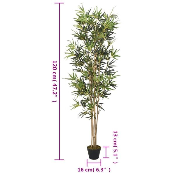 vidaXL Artificial Bamboo Tree Green Bamboo, Textile Fiber, Plastic Medium