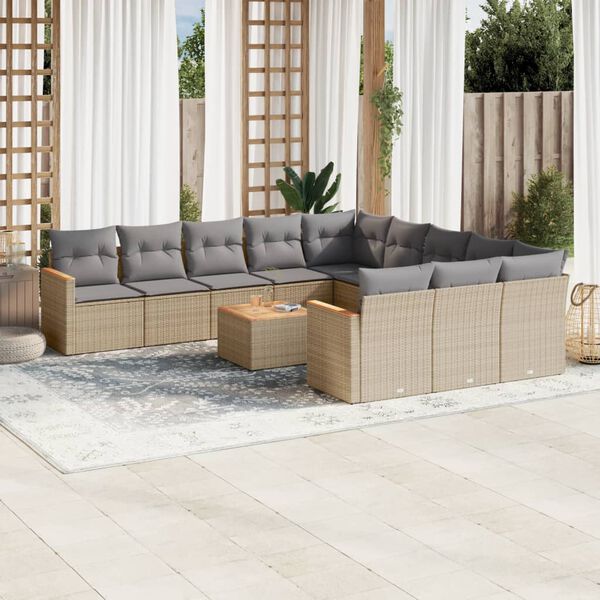 vidaXL Garden Sofa Set Beige, Light Grey