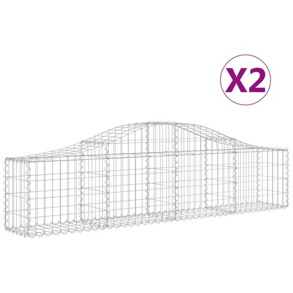vidaXL Gabion Basket Set of 2 Silver Galvanized Iron Extra Large