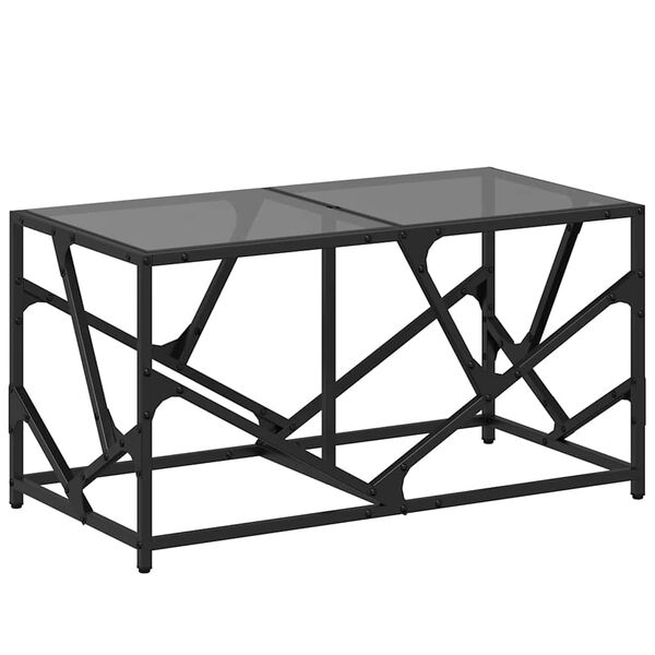 vidaXL Coffee Table Black Engineered wood, steel, glass Small Durable