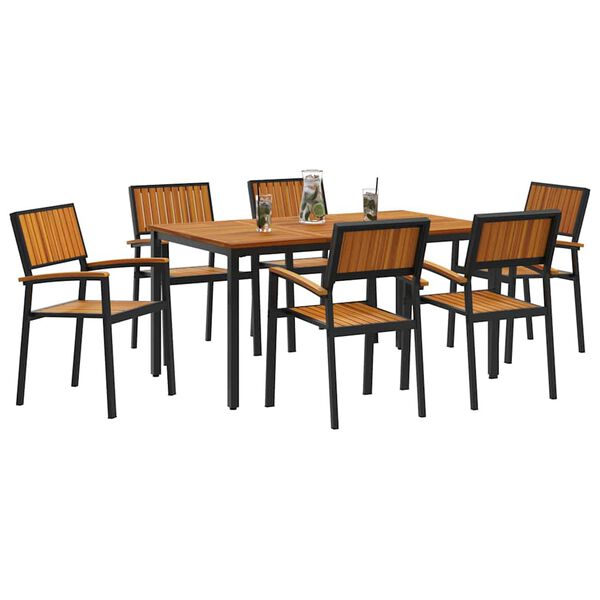 vidaXL Garden Dining Set 7 pcs Black and brown