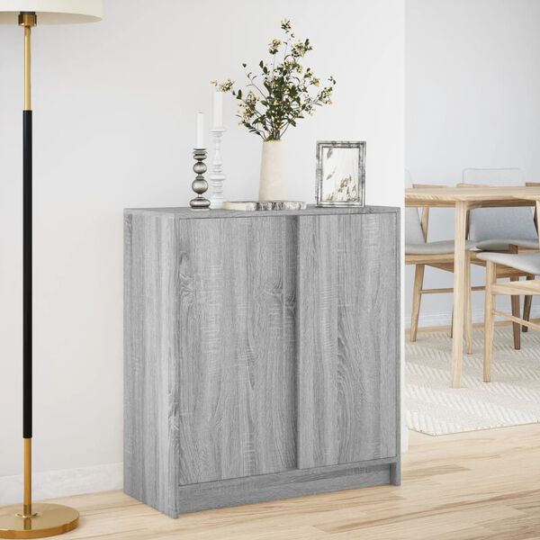 vidaXL Sideboard Grey Sonoma Engineered wood, glass Medium Sideboard