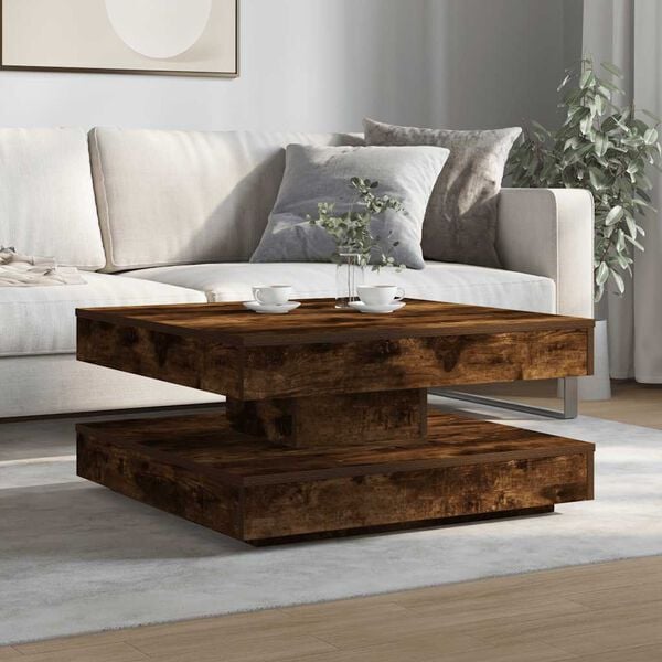 vidaXL Coffee Table Smoked Oak Engineered Wood Medium Rotatable