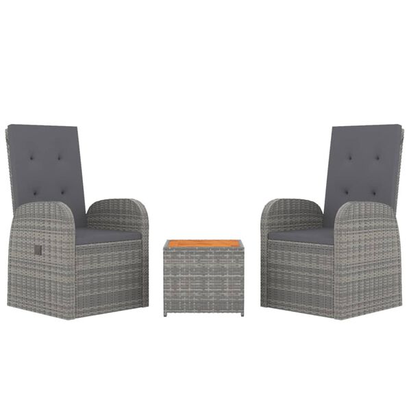 vidaXL Garden Lounge Set Dark Grey PE Rattan, Steel, Solid Acacia Wood