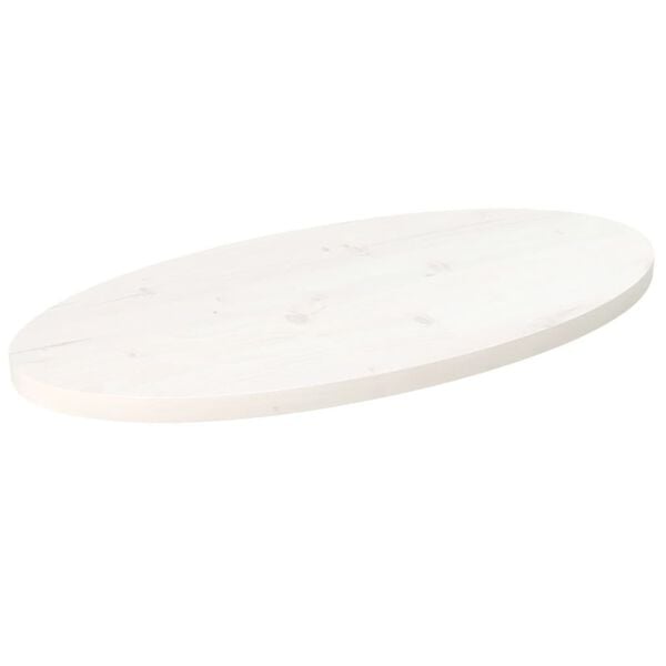 vidaXL Table Top White Solid pine wood Medium Sturdy Table Top Oval