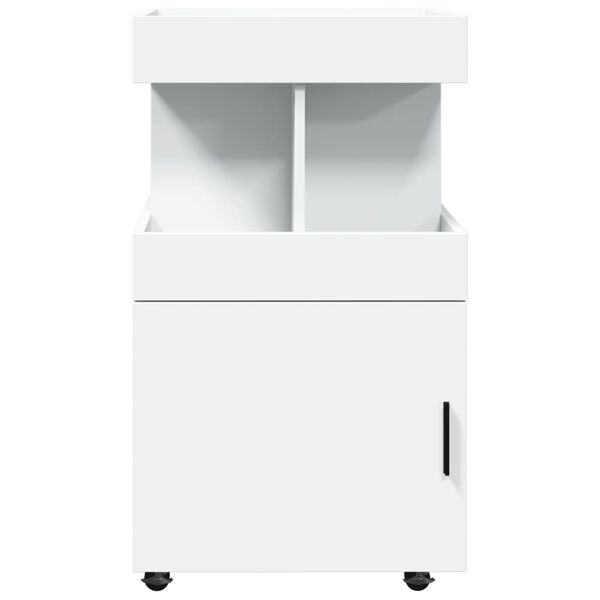 vidaXL Bar Cart White Engineered wood Bar Cart Rectangular Modern