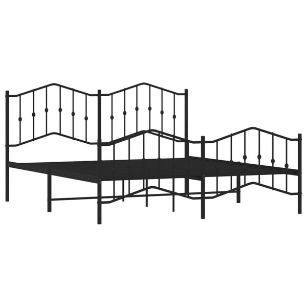 vidaXL Bed Frame Black Powder-Coated Steel 63x79 in Bed Frame