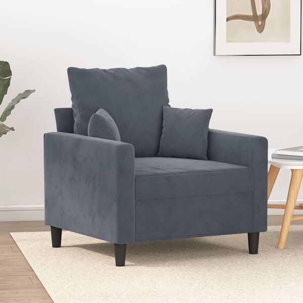 vidaXL Sofa Chair Dark Grey Velvet (100% polyester), metal, textilene, foam