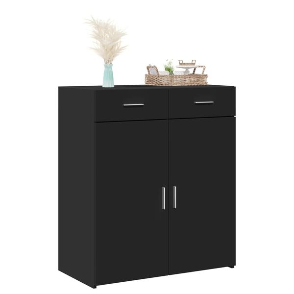 vidaXL Sideboard Black Engineered wood Standard Sideboard Rectangular