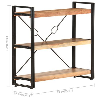 vidaXL 3-Tier Bookcase 35.4"x11.8"x31.5" Solid Acacia Wood