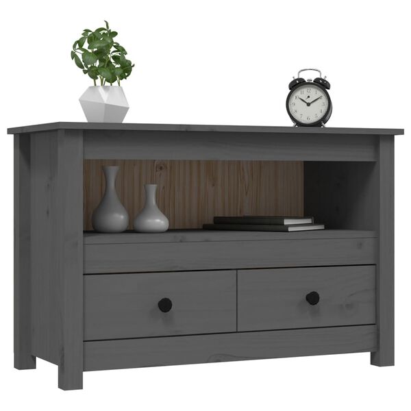 vidaXL TV Cabinet Grey Solid Pine Wood Large TV Cabinet Rectangular