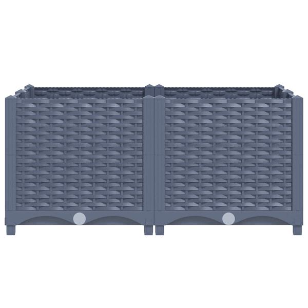 vidaXL Raised Bed Blue Grey Polypropylene 31.5 x 31.5 x 15.0 in