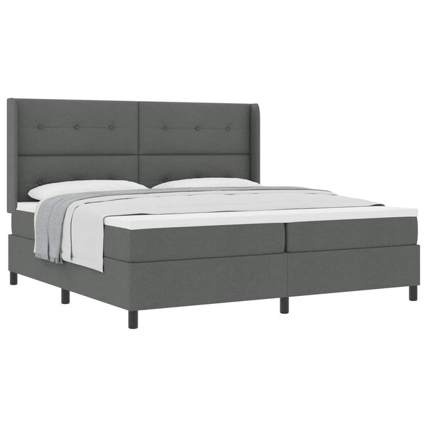 vidaXL Box Spring Bed with Mattress Dark gray 78.7&ldquo; x 78.7&rdquo; fabric