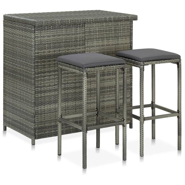 vidaXL Bar Set Grey PE rattan, steel, fabric (100% polyester) Medium