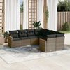 vidaXL Garden Sofa Set Grey PE rattan, powder-coated steel, polyester