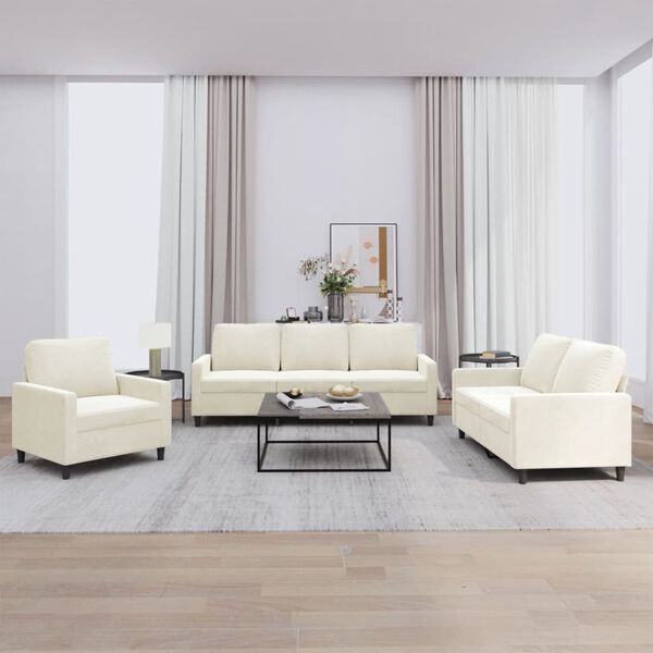 vidaXL Sofa Set Cream Velvet (100% polyester), metal, textilene, plywood
