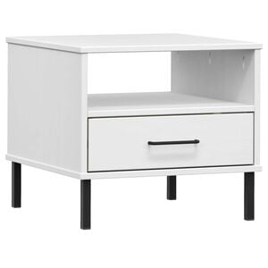vidaXL Bedside Table White Solid Pine Wood 19.7 x 19.7 x 17.7 in Drawers