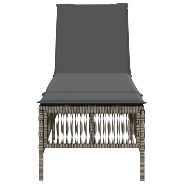 vidaXL Sun Lounger Grey PE Rattan 77.9 x 21.7 x 37.8 in