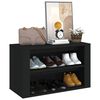 vidaXL Shoe Rack Black Engineered Wood 29.5x13.8x17.7 in Shoe Rack