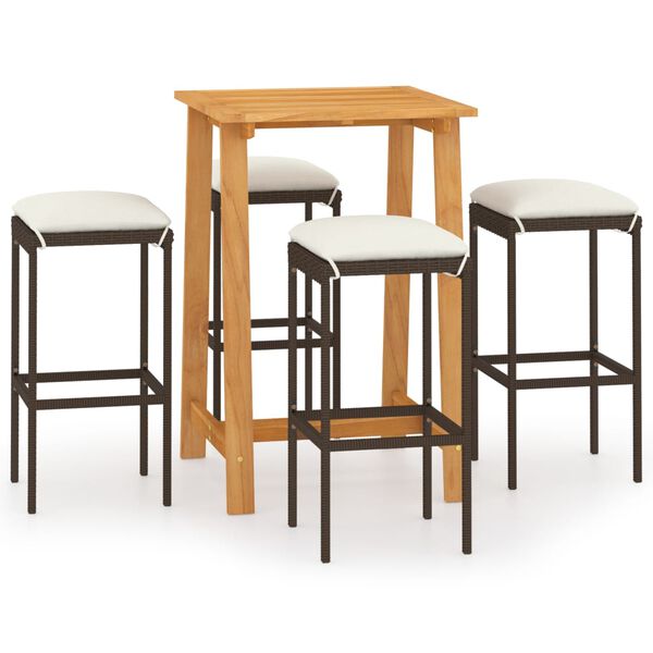 vidaXL Garden Bar Set Brown Solid Acacia wood Medium Removable Covers