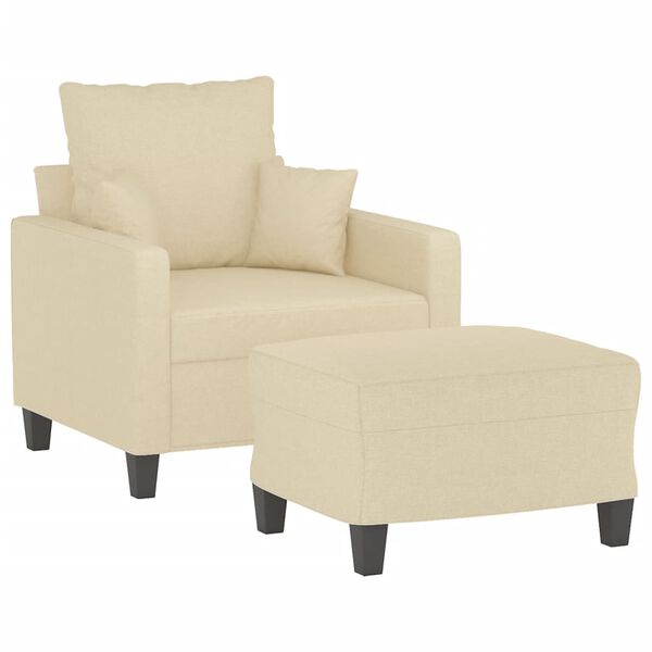 vidaXL Sofa Chair with Footstool Cream 23.6" Fabric
