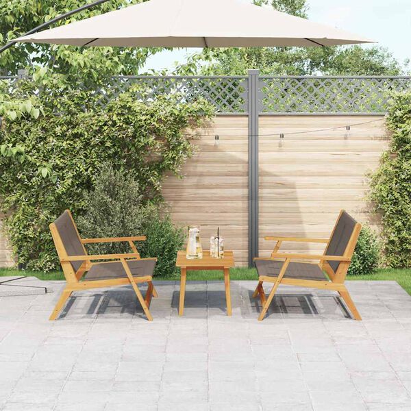 vidaXL Garden Chairs with Table 3 pcs Gray Solid Acacia wood