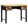 vidaXL Writing Table Natural and Black Solid Mango Wood, Engineered Wood