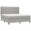 vidaXL Box Spring Bed with Mattress&LED Light Gray 72"x83.9" California King Fabric