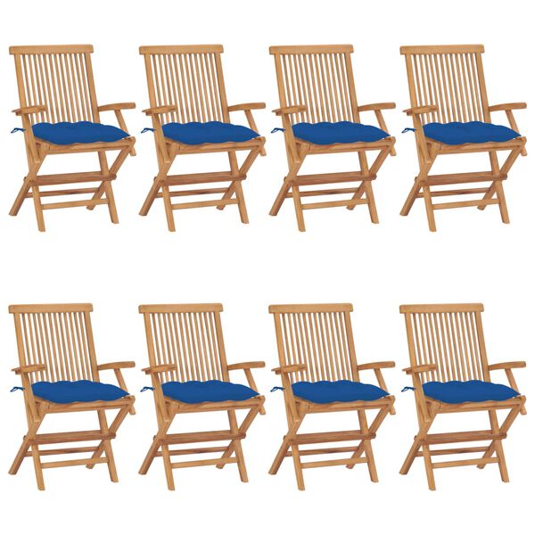 vidaXL Patio Chair Set of 8 Natural wood Fine sanded teak hardwood