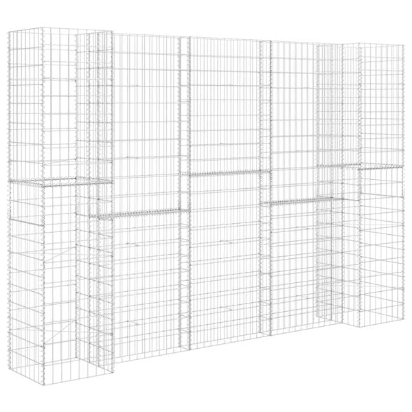 vidaXL Gabion Planter Silver Steel wire Large Heavy Weight Endurance