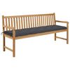 vidaXL Patio Bench with Anthracite Cushion 68.9" Solid Teak Wood