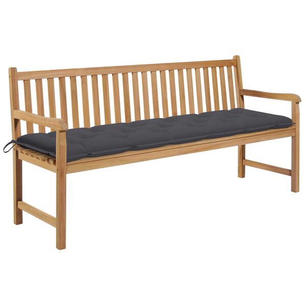 vidaXL Patio Bench with Anthracite Cushion 68.9" Solid Teak Wood