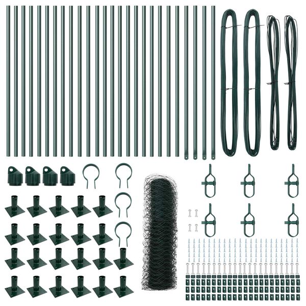 vidaXL Fence Post Green 164.04 x 1.31 ft (1.42 in mesh) Steel and PVC