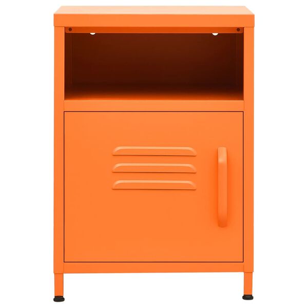 vidaXL Nightstand Orange Steel 13.8 x 13.8 x 20.1 in Adjustable Feet