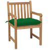 vidaXL Patio Chair Set of 4 Teak wood and green cushions