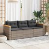 vidaXL Garden Sofa Grey PE rattan, powder-coated steel, solid acacia wood