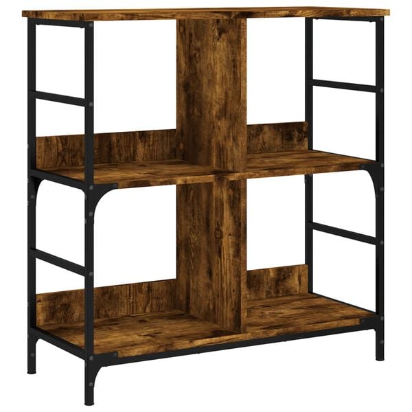 vidaXL Bookshelf Smoked oak Engineered wood and steel Medium Bookshelf