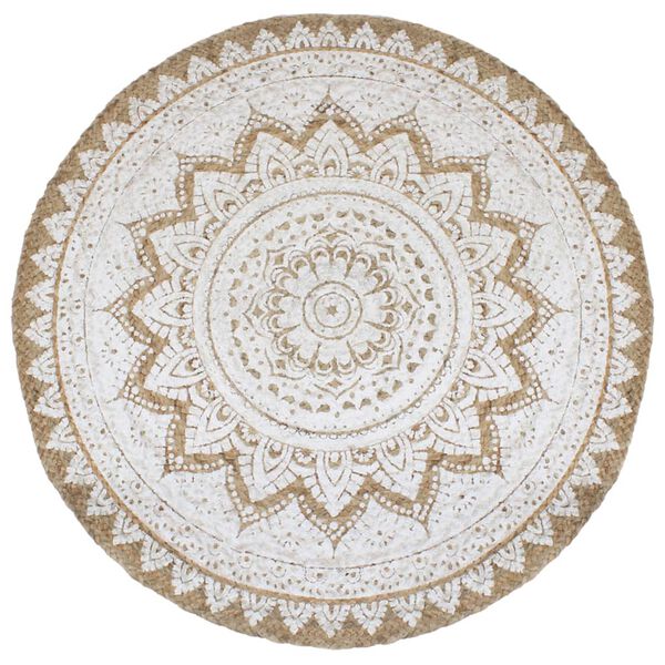 vidaXL Area Rug Brown and white Jute 70.9 in diameter Reversible