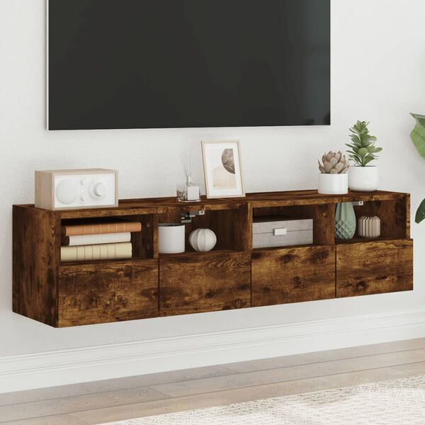 vidaXL TV Wall Cabinets 2 pcs Smoked Oak 23.6x11.8x11.8" Engineered Wood