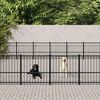 vidaXL Dog Kennel Black Powder-coated steel Large Durable Dog Kennel