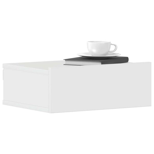 vidaXL Floating Nightstand High gloss white Engineered wood Compact