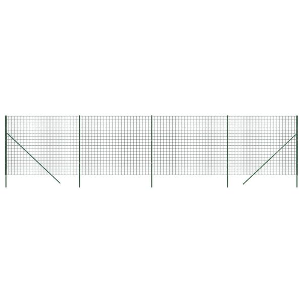 vidaXL Wire Mesh Fence Green 5.9x32.8' Galvanised Steel
