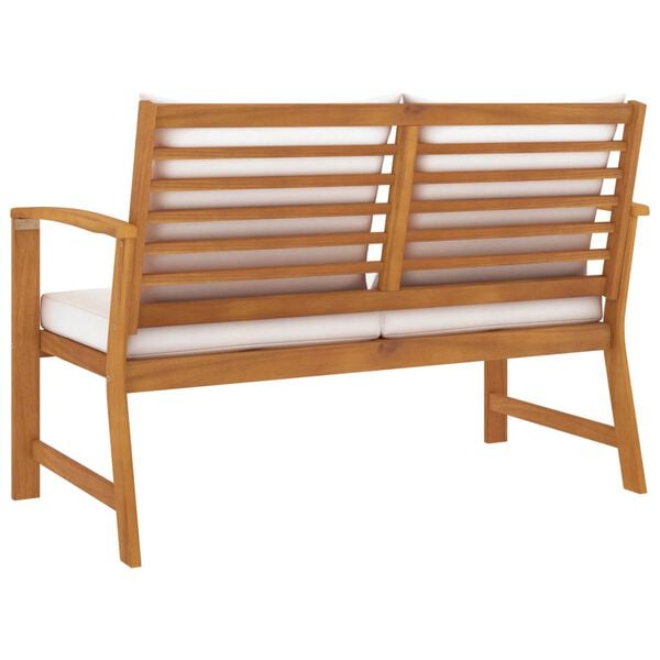 vidaXL Garden Bench Natural wood, Cream Solid Acacia wood, 100% polyester
