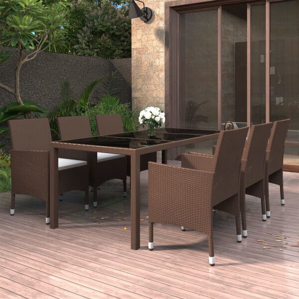 vidaXL Garden Dining Set Brown, Cream White