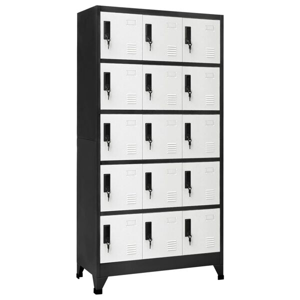 vidaXL Locker Cabinet Anthracite and White Steel Large